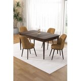 Hanah home trpezarijski set Pir, sto i 4 stolice, ploča u dekoru drveta Baroque, kapućino tkanina Babyface | Eponuda.com