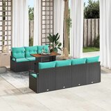  Sjedeća garnitura za vrt s jastukom 8 pcs Crna i Plavozelena | shoptok.hr