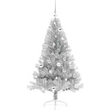 vidaXL Umjetna preddekorirana božićna jelka srebrna 150 cm PET | Shoptok.si