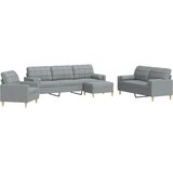  4-dijelni set sofa s tabureom jastucima svjetlosivi od tkanine | Eponuda.com