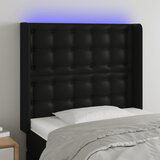 The Living Store LED posteljno vzglavje črno 93x16x118/128 cm umetno usnje - LED Vzglavje, (21659728) Cene