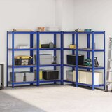 vidaXL Regal s policami 4-nadstropni 4 kosa modro jeklo in inž. les | Shoptok.si