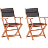 Maison Chic Zložljivi Vrtni Stoli - Stol za vrti 2 kosa črni evkaliptusov les in textilene JS2673, (21876566) | Shoptok.si