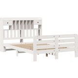 vidaXL Knjižna postelja brez vzmetnice bela 150x200 cm trdna borovina | Shoptok.si