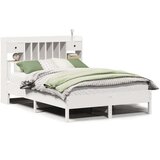 vidaXL Knjižna postelja brez vzmetnice bela 135x190 cm trdna borovina | Shoptok.si