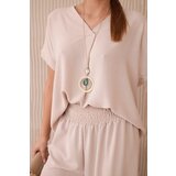 Kesi Włoski Set with necklace blouse + pants beige | shoptok.hr