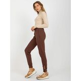 Fashion Hunters Brown trousers with leg closure by OCH BELLA Cene