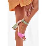 EVENTO Elegant Women's Heeled Sandals Pink-Green Rosazara | shoptok.hr