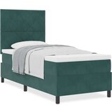vidaXL box spring krevet s madracem tamno zelena jednokrevetni baršun | shoptok.hr