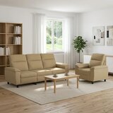  Set sofe 2 pcs Svijetlosmeđa Tkanina - Svjetlosmeđa 1 sjedalo + trosjed | shoptok.hr