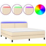 The Living Store Box spring postelja z vzmetnico LED krem 180x200 cm blago - Box Spring Postelja, (21520615) | Shoptok.si
