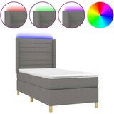  Box spring postelja z vzmetnico LED temno siva 100x200 cm blago, (20930393) | Shoptok.si
