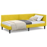 vidaXL Kutni okvir kreveta Žuta 90 x 200 cm Velvet i inženjerski drvo | shoptok.hr