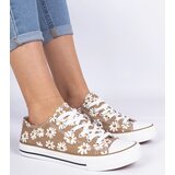 D/CEO marka niezdefiniowana Brown women's canvas sneakers with flowers Lazates | ePonuda.com