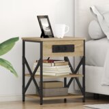 vidaXL Noćni ormarić s punjačem 2 pcs sonoma hrast Konstruirano drvo | shoptok.hr
