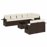  9-dijelni set vrtnih sofa s jastucima poliratan smeđi | shoptok.hr