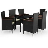  7-dijelni vrtni blagovaonski set s jastucima crni | shoptok.hr