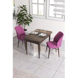 Hanah home trpezarijski set Arp, sto i 2 stolice, ploča u dekoru drveta Baroque, ljubičasta tkanina Babyface | Eponuda.com