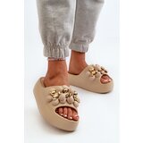 Boto Women's Foam Slides With Decorations On Thick Sole Dark Beige Bremavia | Shoptok.si