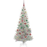 vidaXL Božično drevo med 300 LED z stojalom srebrna 180 cm PET | Shoptok.si