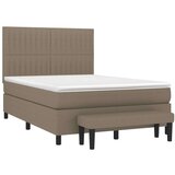  Krevet s oprugama i madracem smeđesivi 140 x 190 cm od tkanine | shoptok.hr