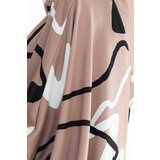 Numoco 402-8 Batwing sleeveless comfortable dress with a neckline - beige with a black and white pattern | shoptok.hr