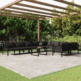  The Living Store Vrtna sedežna garnitura 10-delna z blazinami aluminij antracit - Vrtna Sedežna Garnitura, (21454621) | Shoptok.si