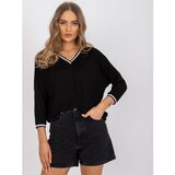 Fashion Hunters Black loose casual blouse with 3/4 sleeves Cene