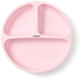 BabyOno Silikonski okrugli tanjur s odjeljcima i vakuumom 6 m+, roza | shoptok.hr