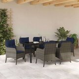 vidaXL Vrtni set za objed s jastukom 7 pcs Siva poliratan - 6 sjedala 160 cm | shoptok.hr