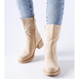Gemre Beige eco-suede block heel ankle boots Agordino | shoptok.hr