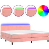 The Living Store Box spring postelja z vzmetnico LED roza 200x200 cm žamet - Box Spring Postelja, (21491055) | Shoptok.si