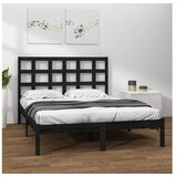  Posteljni okvir črn iz trdnega lesa 200x200 cm | Shoptok.si