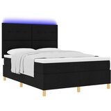  LED Box Spring Krevet s uzglavljem Crna 140 x 200 cm tkanina | shoptok.hr