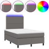 Krevet s oprugama i madracem LED sivi 120x190 cm umjetna koža | Eponuda.com