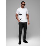 Ombre Men's cotton jersey t-shirt with large side lettering - white | ePonuda.com
