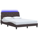  Okvir za krevet s LED rasvjetom bez madraca tamnosmeđi 140x190 cm tkanina | shoptok.hr