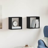  Zidne kockaste police 2 kom crni hrast 30x15x30 cm inženjersko drvo | shoptok.hr