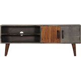 TV ormarić sivi 130 x 30 x 46 cm od grubog masivnog drva manga | shoptok.hr