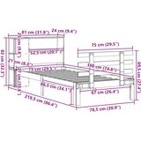  Knjižna postelja brez vzmetnice bela 75x190 cm trdna borovina | Shoptok.si