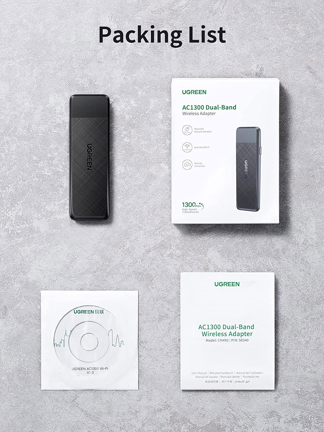 Ugreen USB WiFi adapter AC1300, 1300Mbps 802.11 Dvostrani Band | shoptok.hr