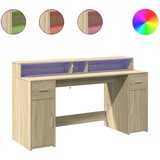  pisalna miza z LED osvetlitvijo, inženirski les, sonoma hrast, 160x55x91 cm | Shoptok.si