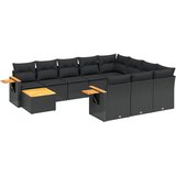  11-dijelni set vrtnih sofa od poliratana s jastucima crni Crna 85 x 62 x 69 cm | shoptok.hr
