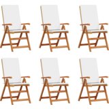  Stolica za vrt s nagibom s jastučićima 6 kom Solidna tikovina | shoptok.hr