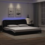  Okvir kreveta s LED-om bez madraca Hvar crno-bijeli 200 x 200 cm | shoptok.hr