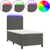  box spring s madracem LED tamnosivi 100x200 cm baršun | shoptok.hr