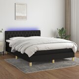 The Living Store Box spring postelja z vzmetnico LED črna 140x200 cm blago - Box Spring Postelja, (21521057) Cene