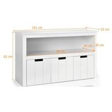 Malčki Omara za shranjevanje s predali, lesena otroška omarica dim. 101 x 33 x 62 cm, bela | Shoptok.si