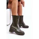 Boto Women's Matte Wellies Boots On Heel Dark Green Bertaida | Shoptok.si