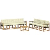 vidaXL Zunanja garnitura za sedenje z blazino 9 pcs Bela in krem, (5000270632) | Shoptok.si